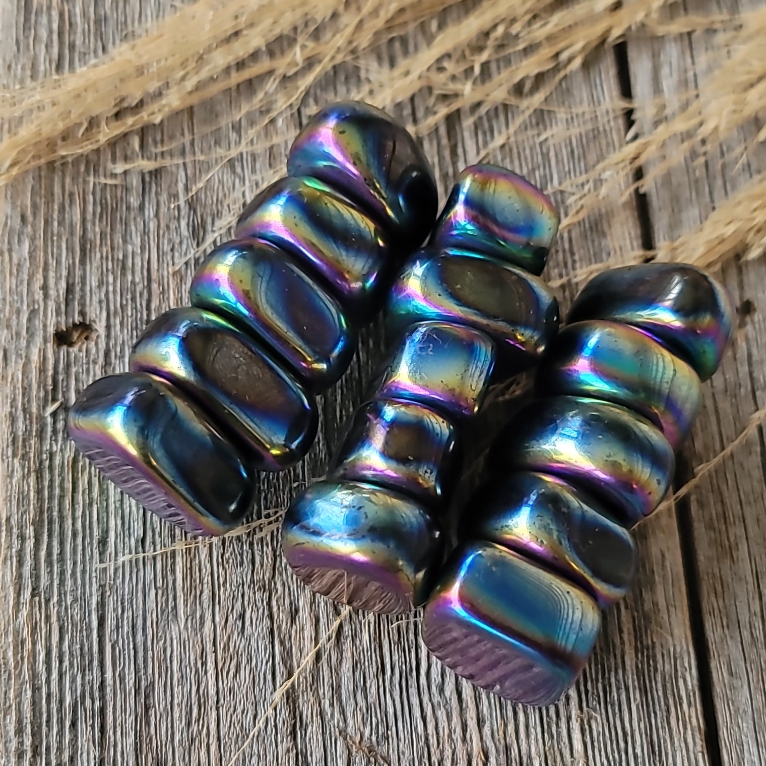 Magnetic Rainbow Hematite Tumbled