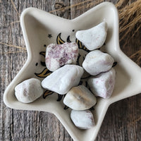 Pink Tourmaline on Quartz Tumbled