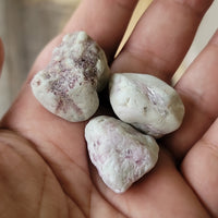 Pink Tourmaline on Quartz Tumbled