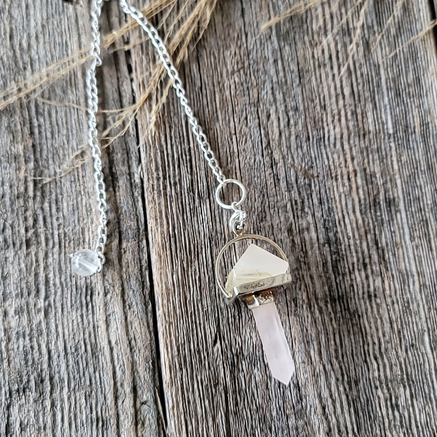 Rose Quartz Pendulum Pyramid w/ rose quartz point