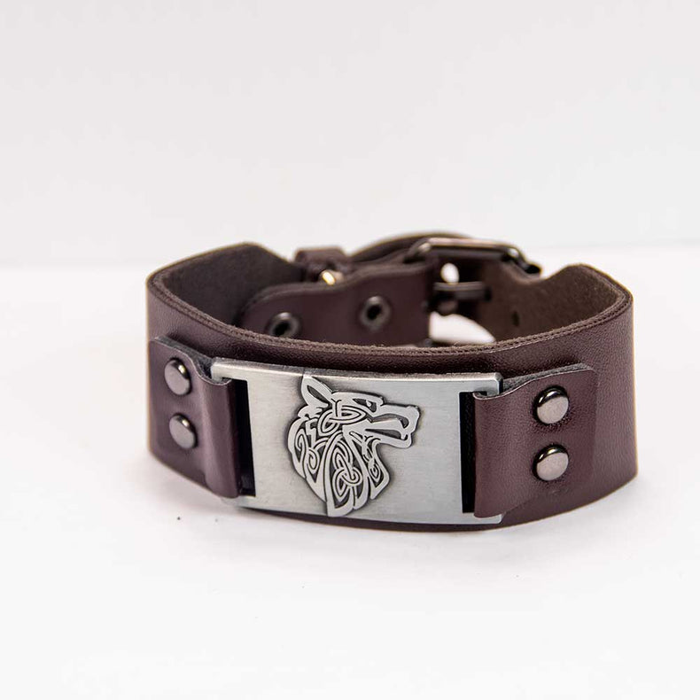 Vegan Leather Adjustable Bracelet - Wolf Brown
