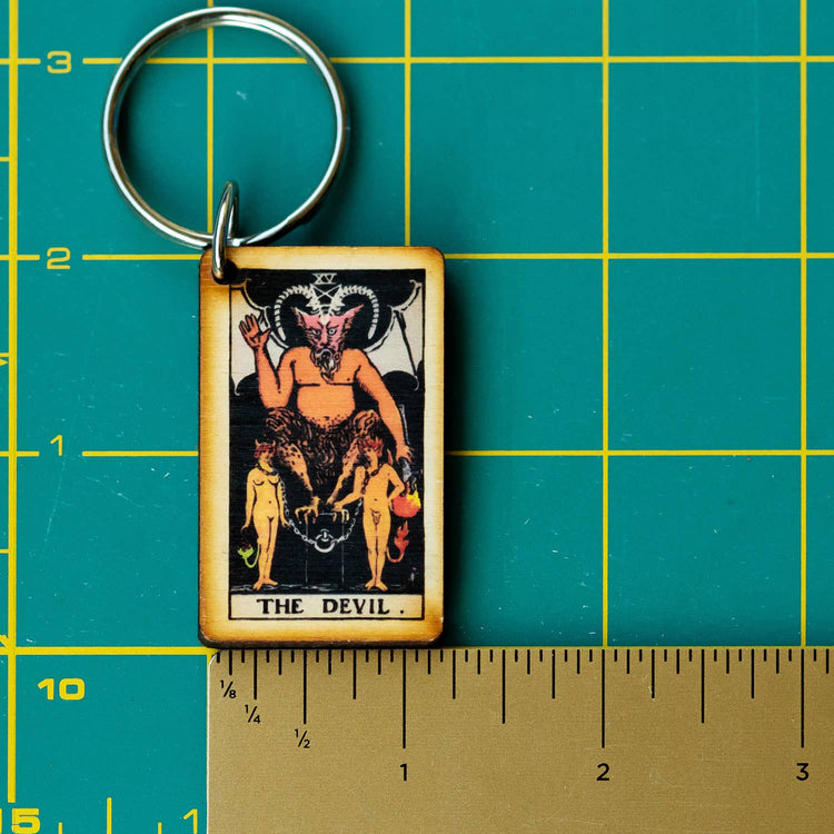 Tarot - 15 - The Devil Full Color Wooden Keychain