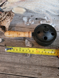 Iron Charcoal Burner w/ Lid + Wood Handle
