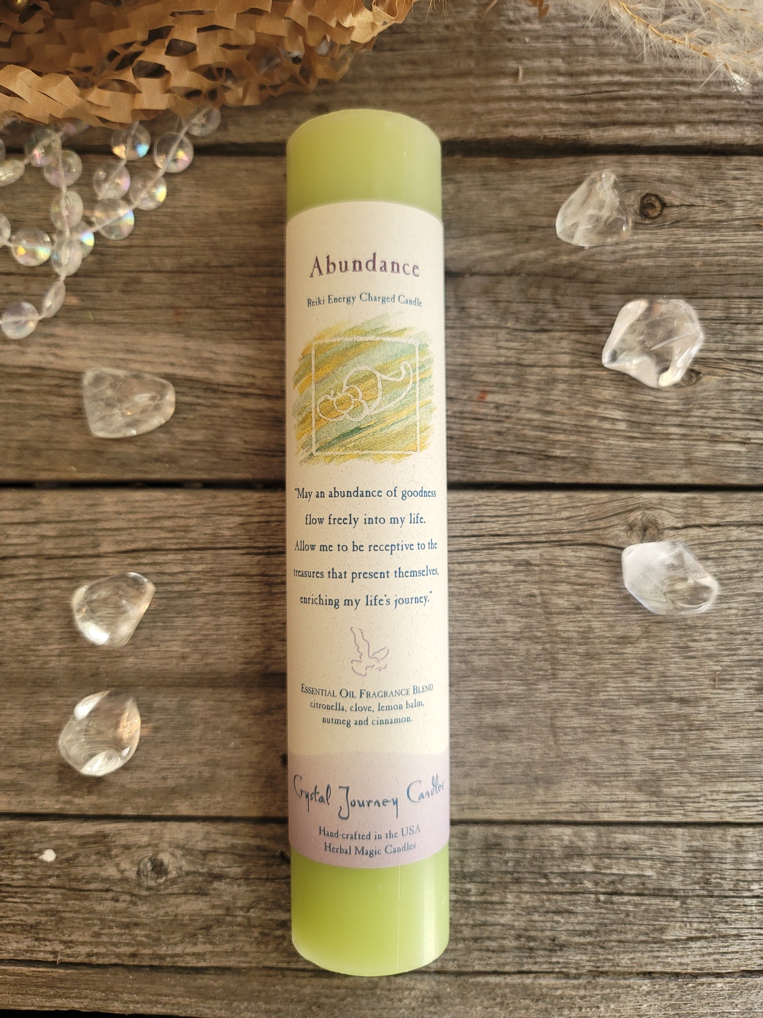 Reiki Herbal Pillar Candle - Abundance