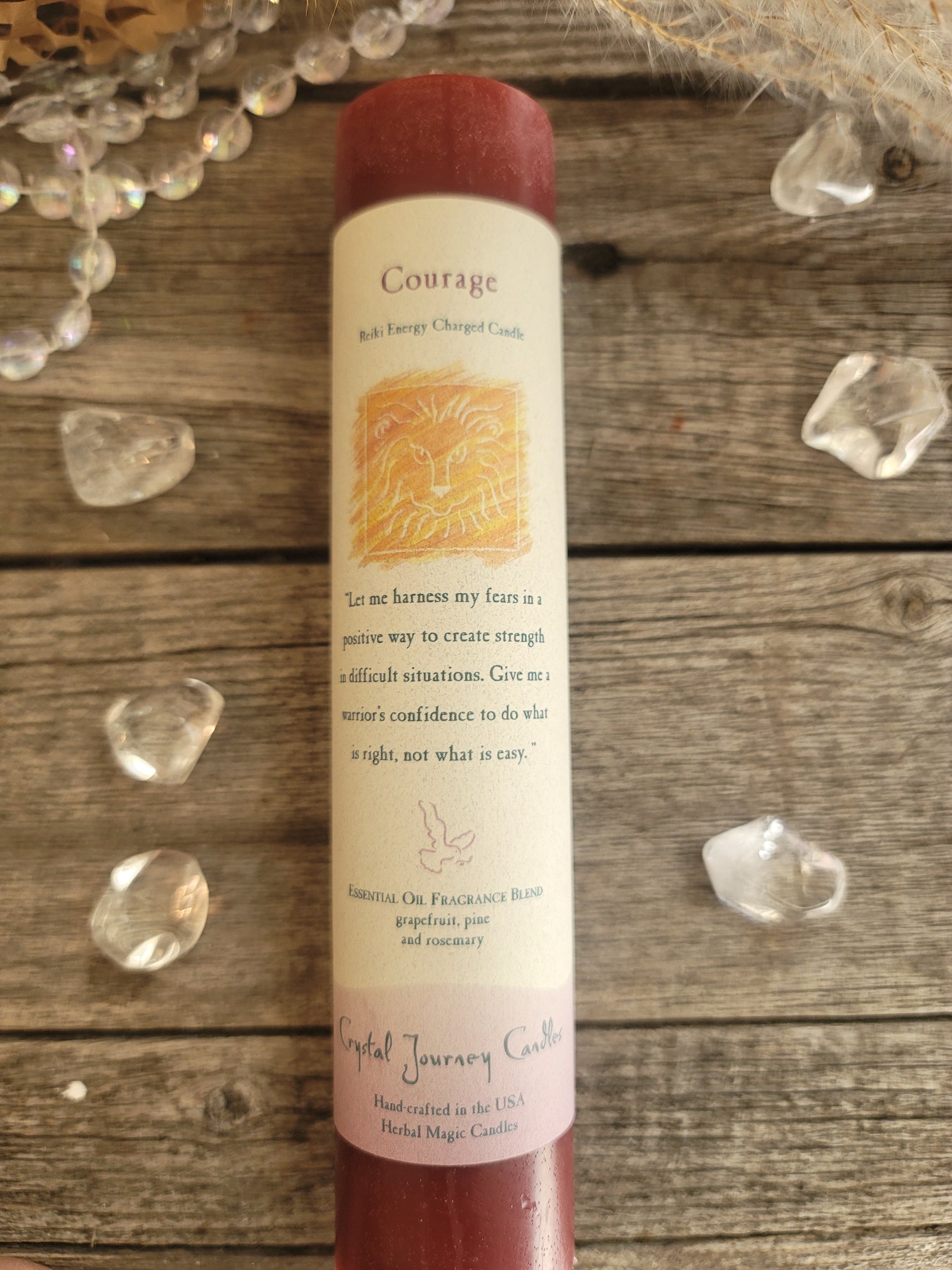 Reiki Herbal Pillar Candle  - Courage