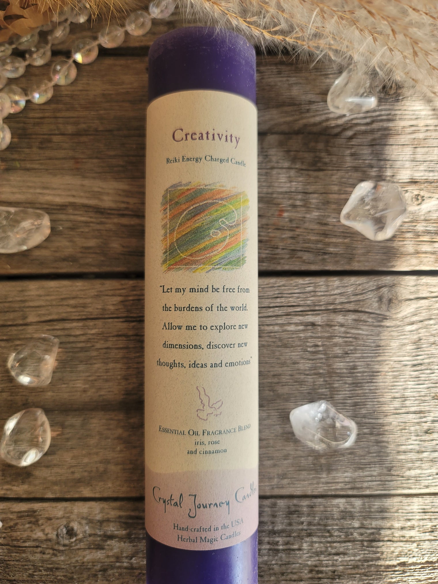 Reiki Herbal Pillar Candle - Creativity