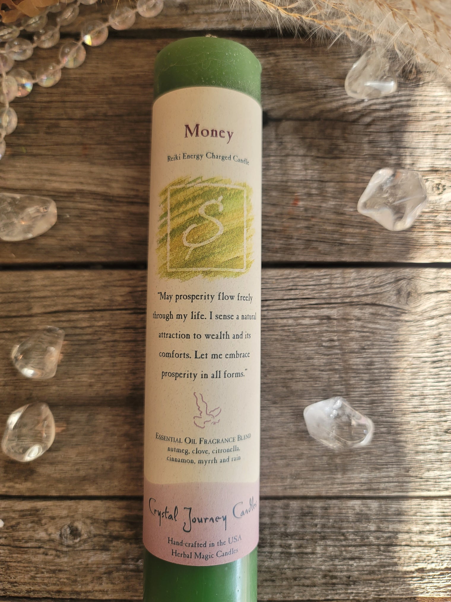 Reiki Herbal Pillar Candle - Money