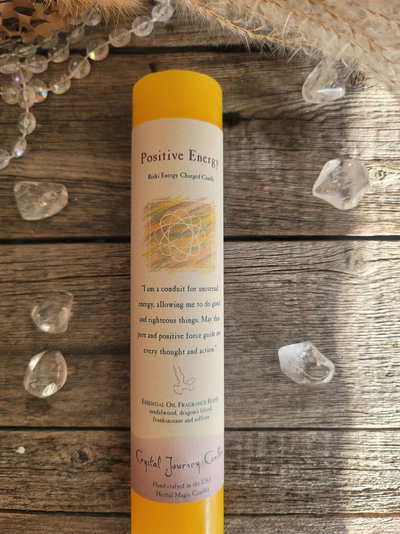 Reiki Herbal Pillar Candle - Positive Energy