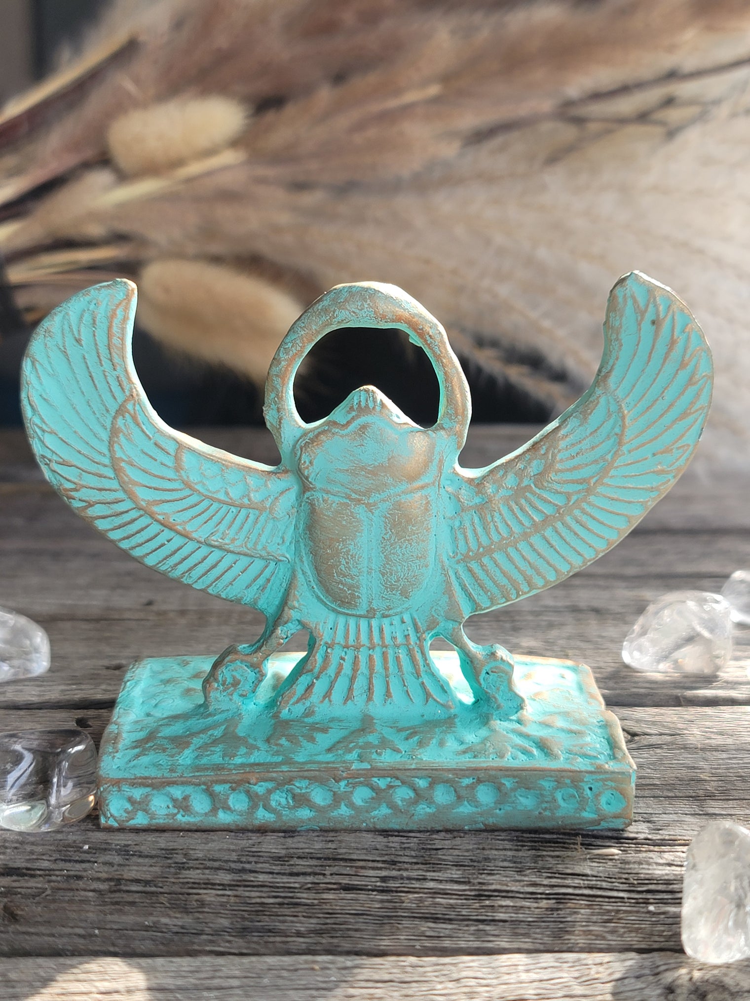 Winged Scarab double-sided Patina - 4"