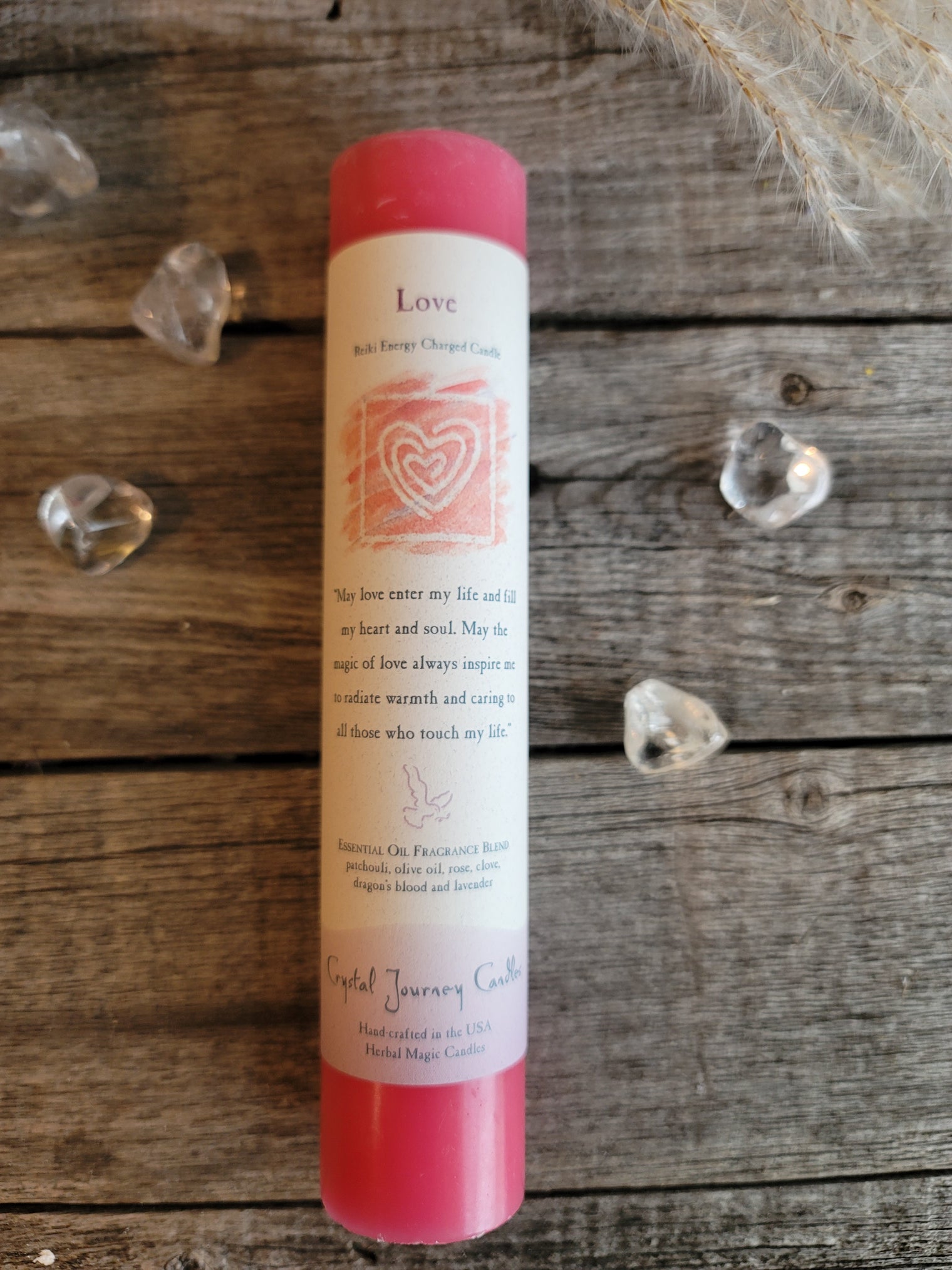 Reiki Herbal Pillar Candle - Love
