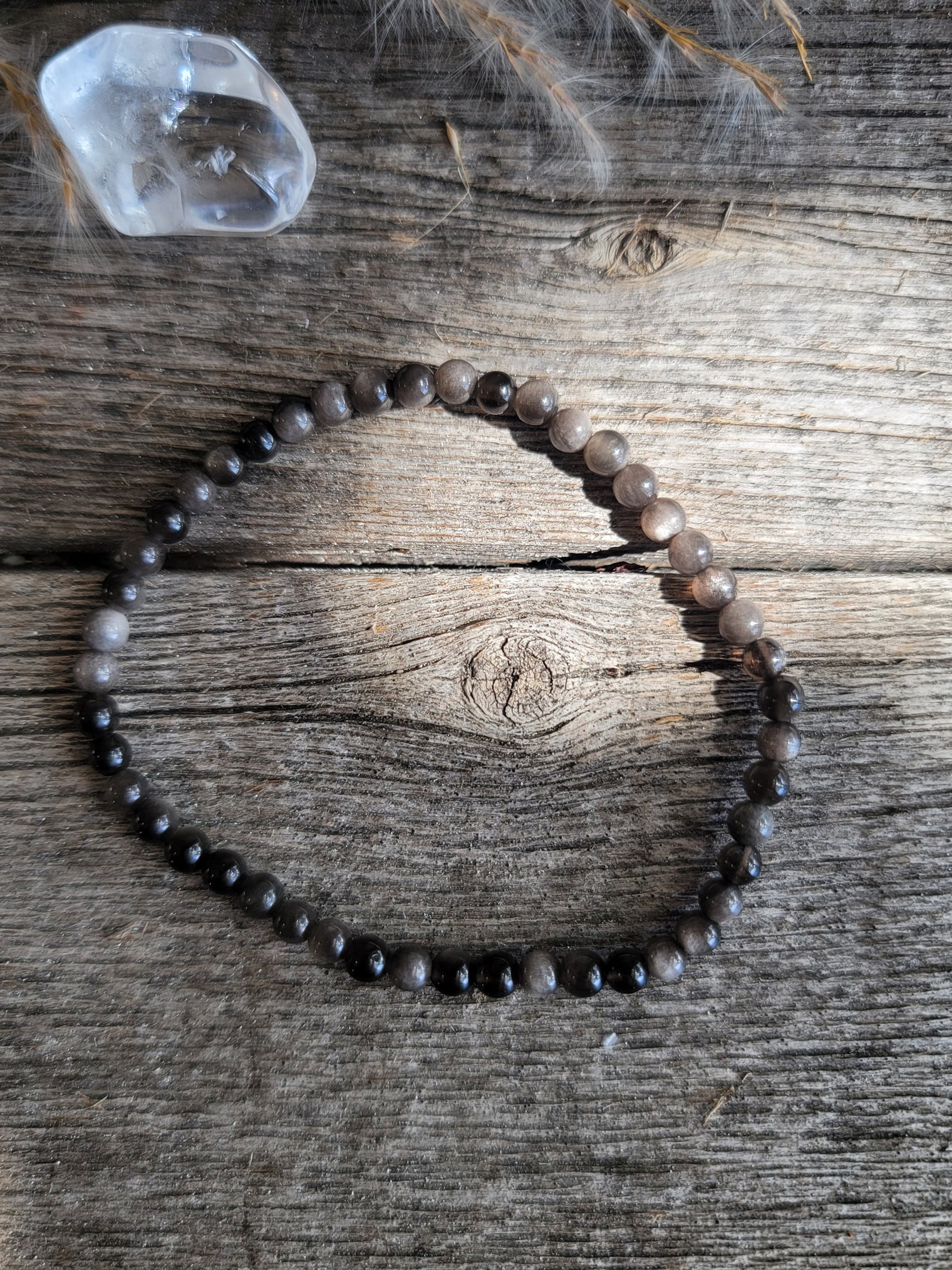 Silver Obsidian Bracelet 4MM