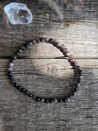 Silver Obsidian Bracelet 4MM