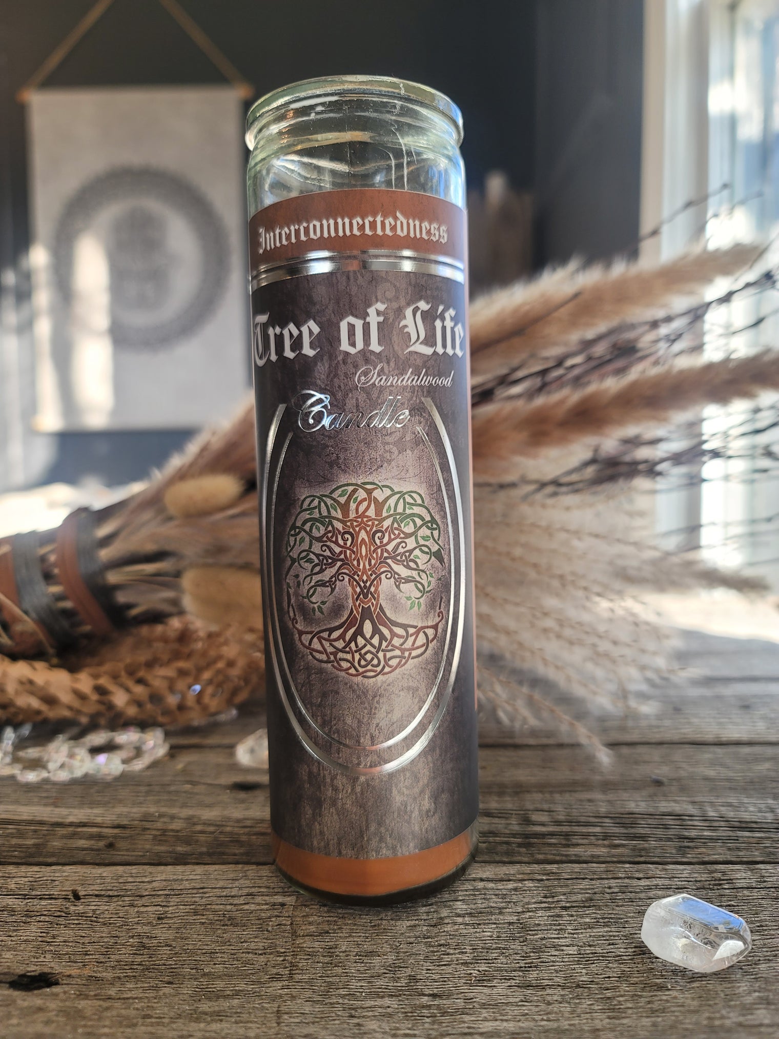 7 Day Glass Ritual Candle - Tree of Life - Sandalwood