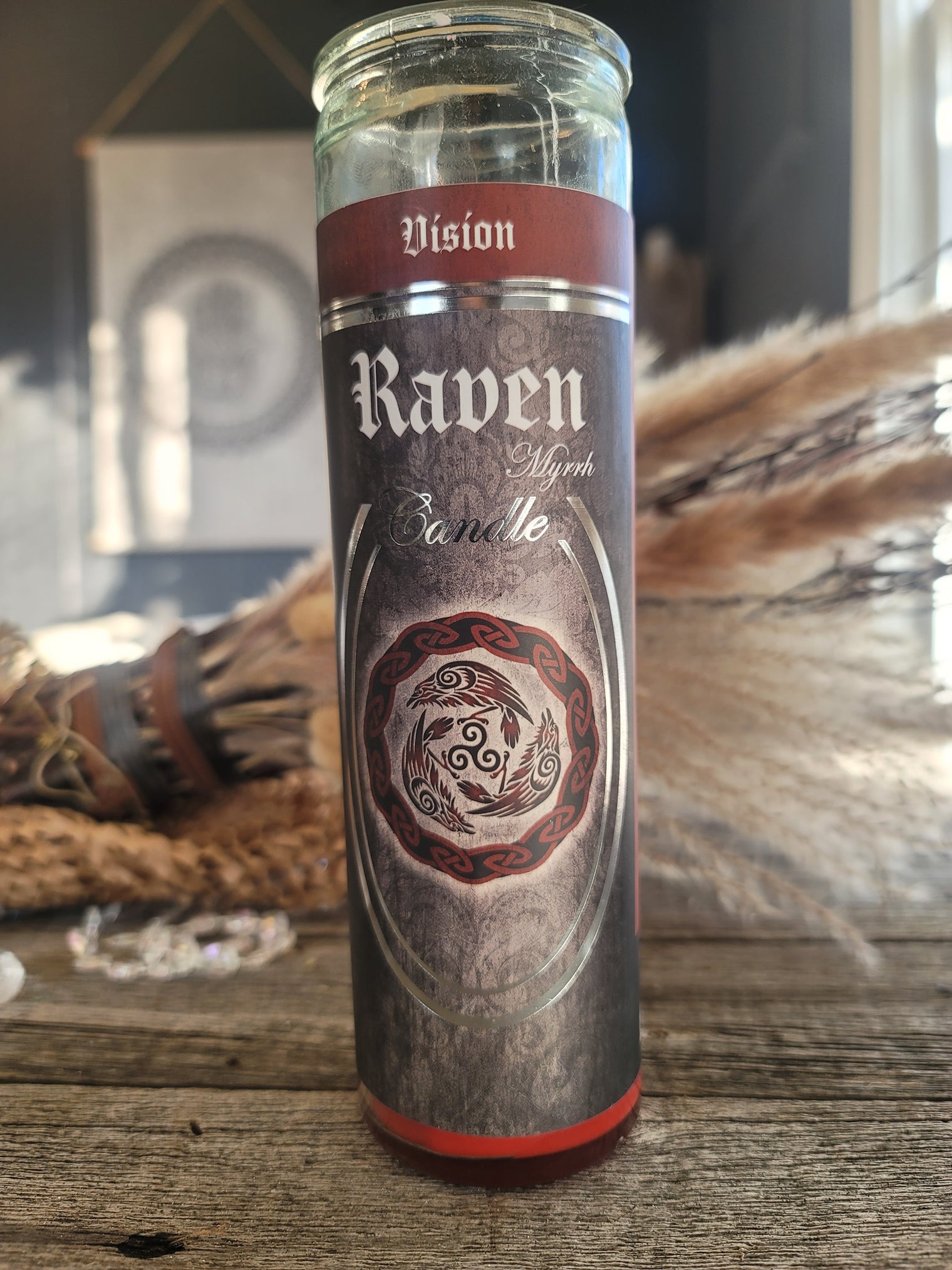 7 Day Glass Ritual Candle - Raven - Myrrh