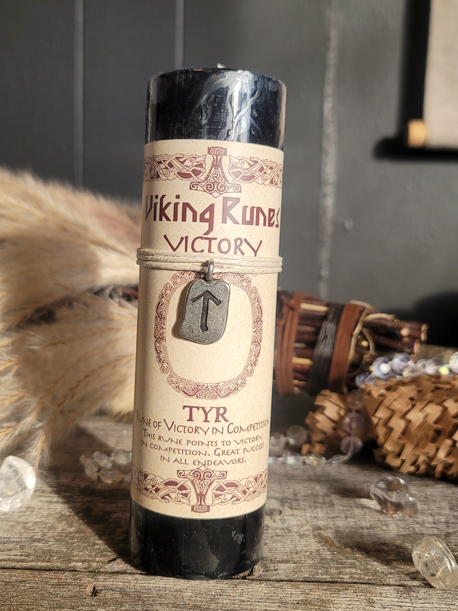 Viking Rune Pewter Pendant Candle: TYR