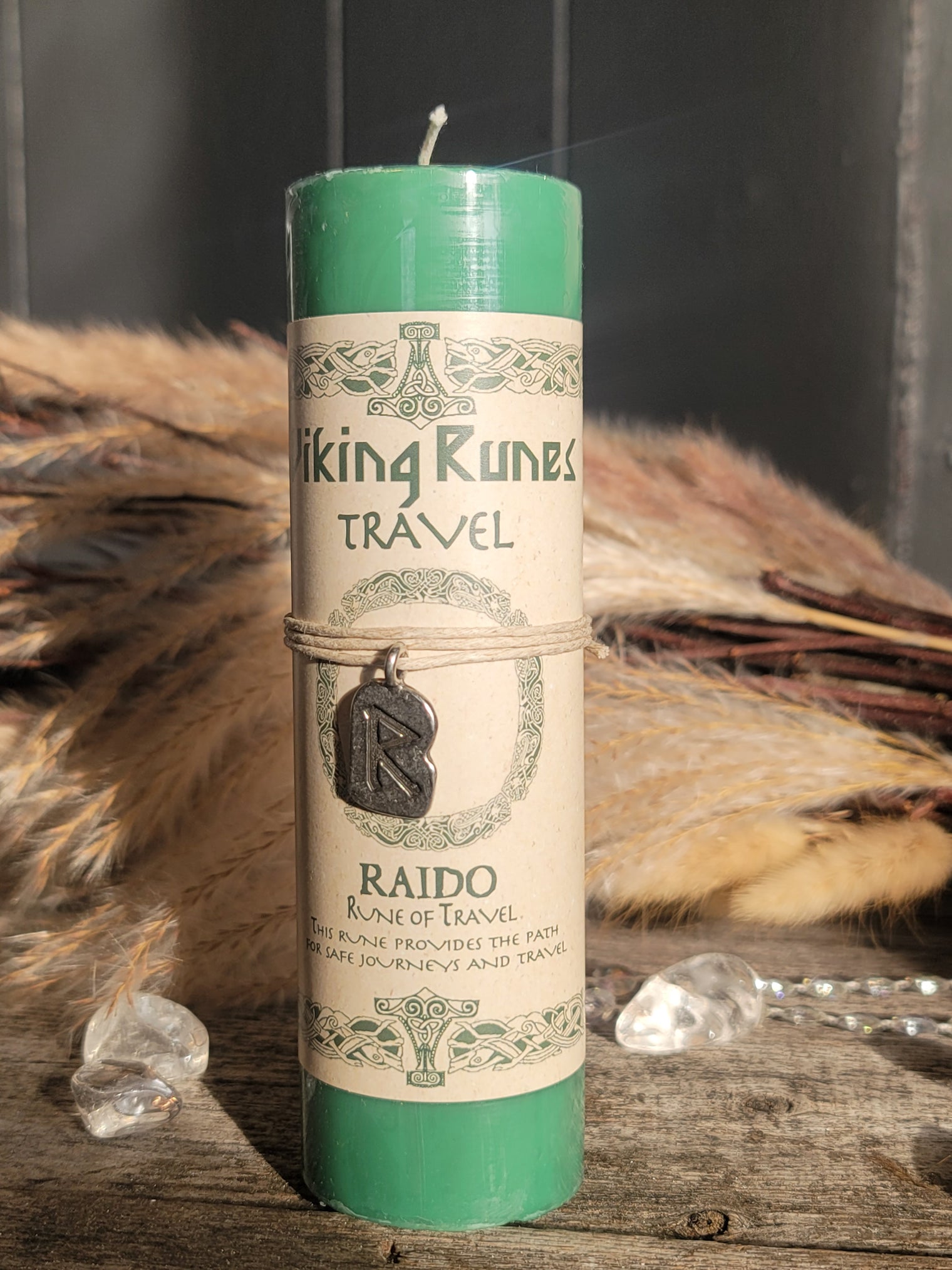 Viking Rune Pewter Pendant Candle: RAIDO