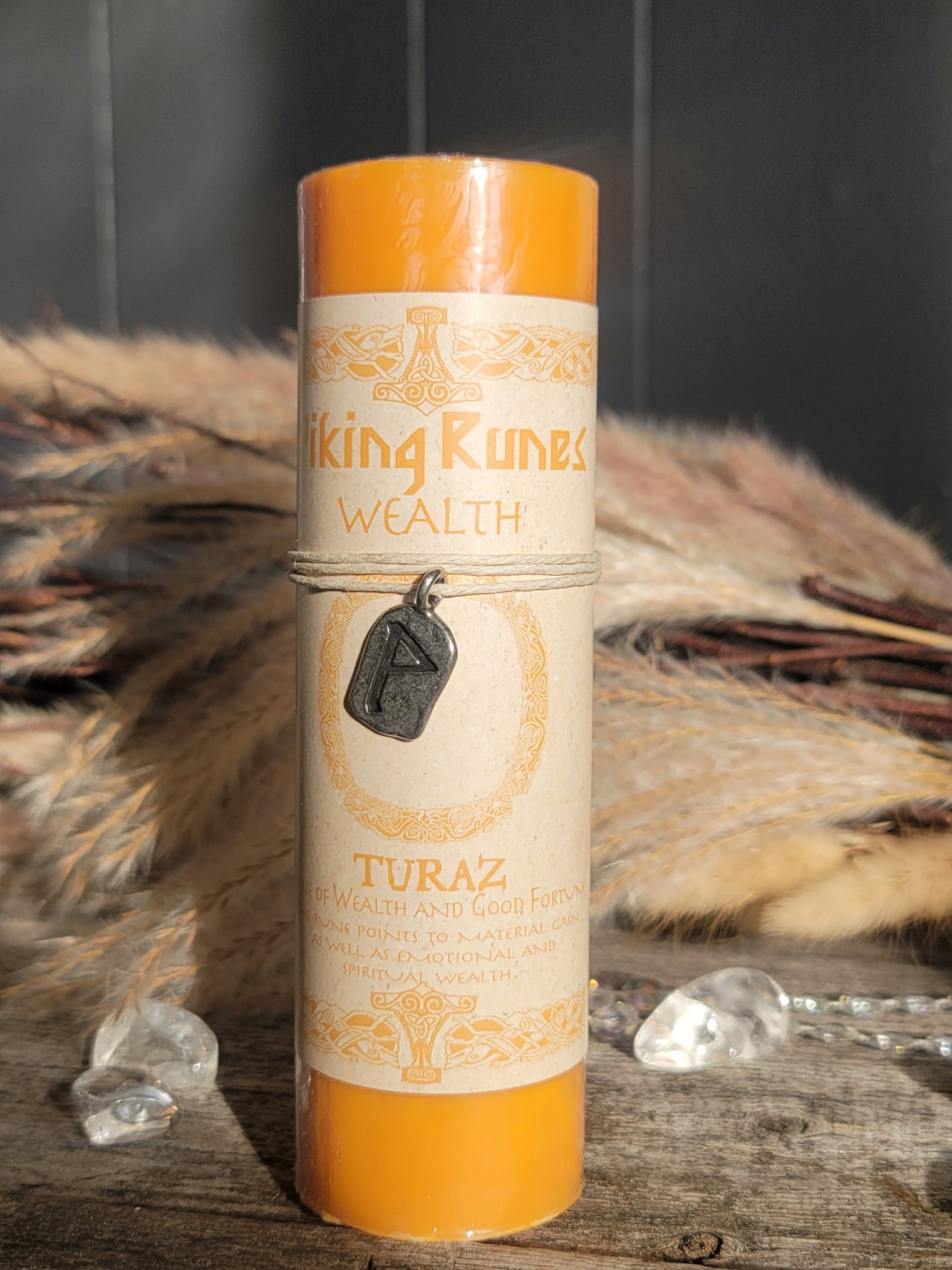 Viking Rune Pewter Pendant Candle: TURAZ