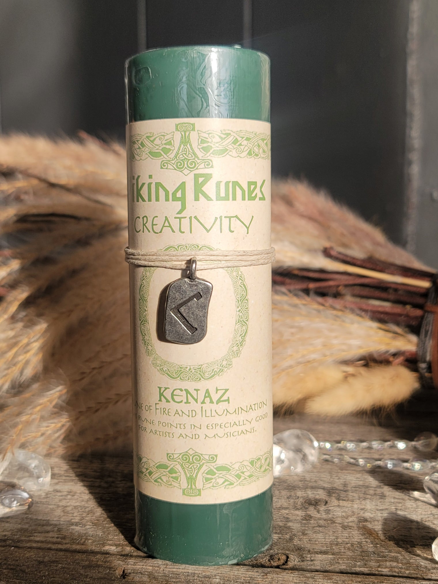 Viking Rune Pewter Pendant Candle: KENAZ