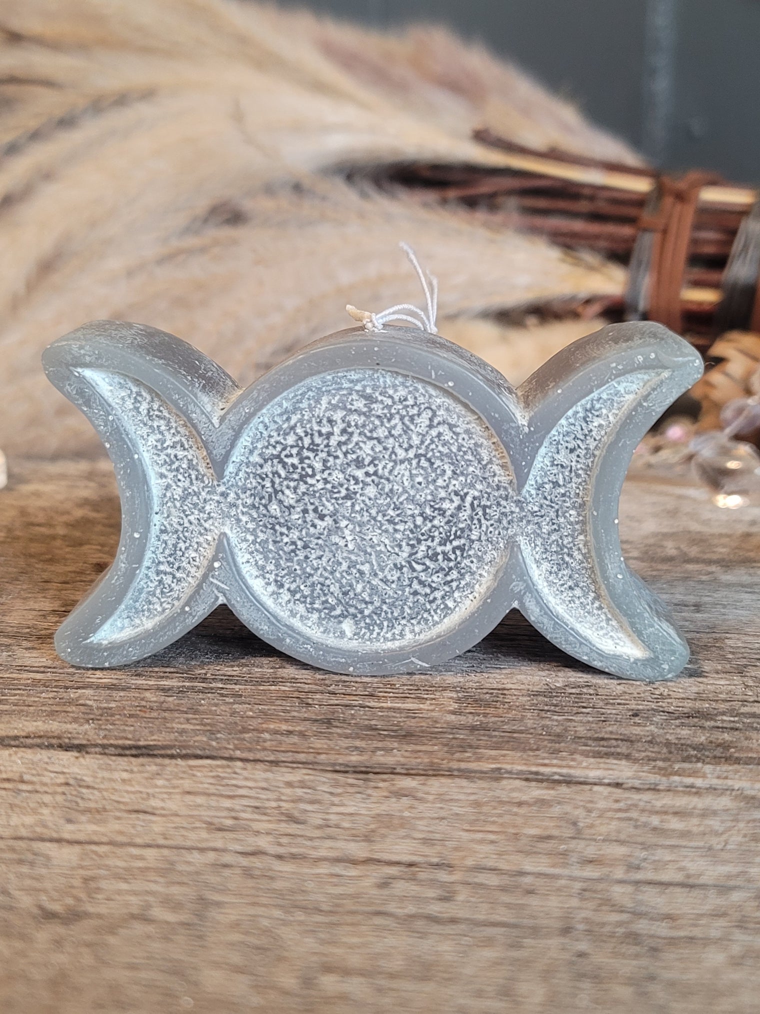 Sacred Symbol Candle - Triple Moon Grey