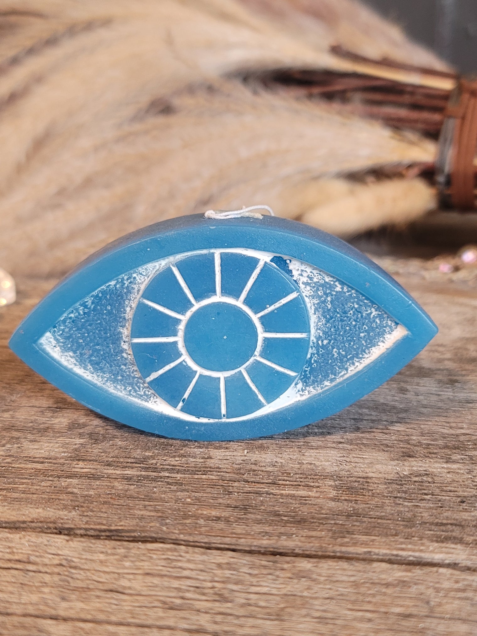 Sacred Symbol Candle - Eye of Protection Blue