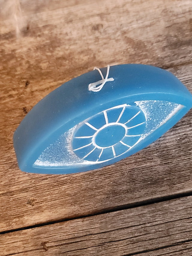 Sacred Symbol Candle - Eye of Protection Blue