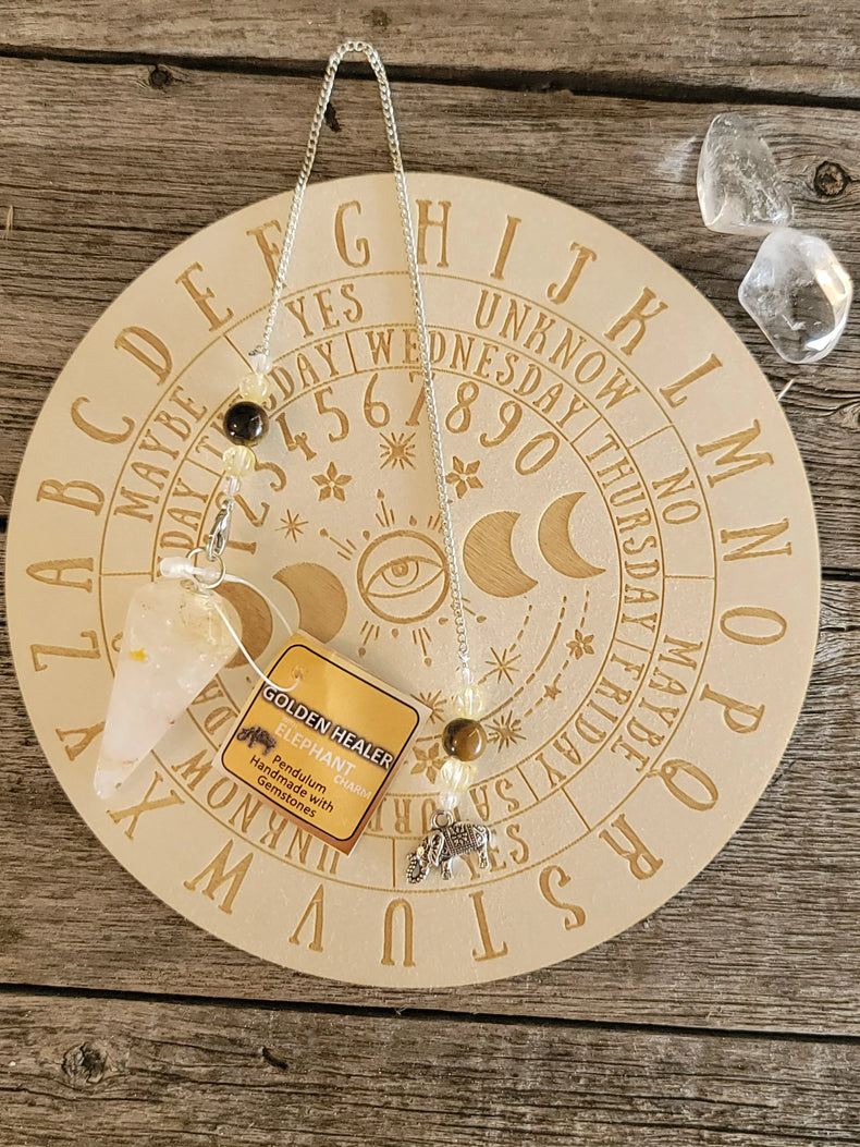Golden Healer Pendulum w/ Elephant | Strength + Spiritual Uplift