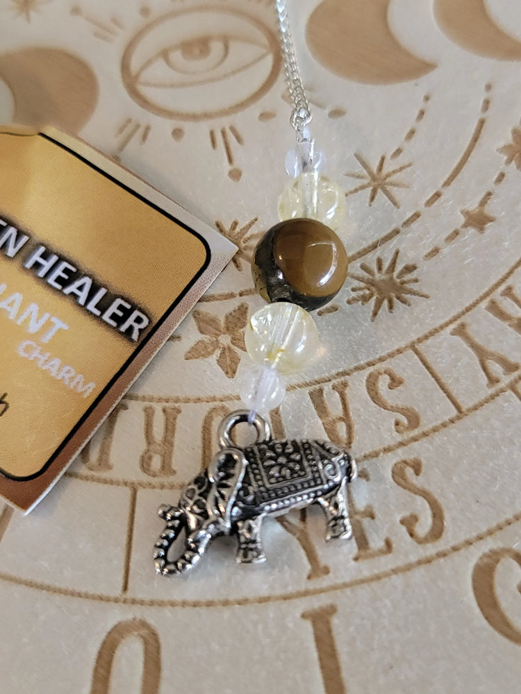 Golden Healer Pendulum w/ Elephant | Strength + Spiritual Uplift