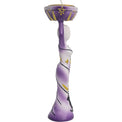 Purple goddess candle holder with gold accents, pentacle and star designs, for altar decor