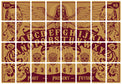 Vintage Ouija board with alphabet, numbers, and spirit guide symbols in rustic design