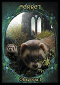 Ferret Observant tarot card with mystical forest and stone archway, perfect for metaphysical collections