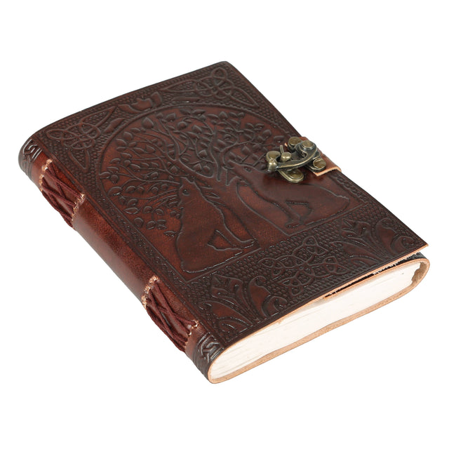 Tree of Life with Wolves Vintage Book of Shadows Handmade Leather Journal Diary leather Bound 7X5 Inches