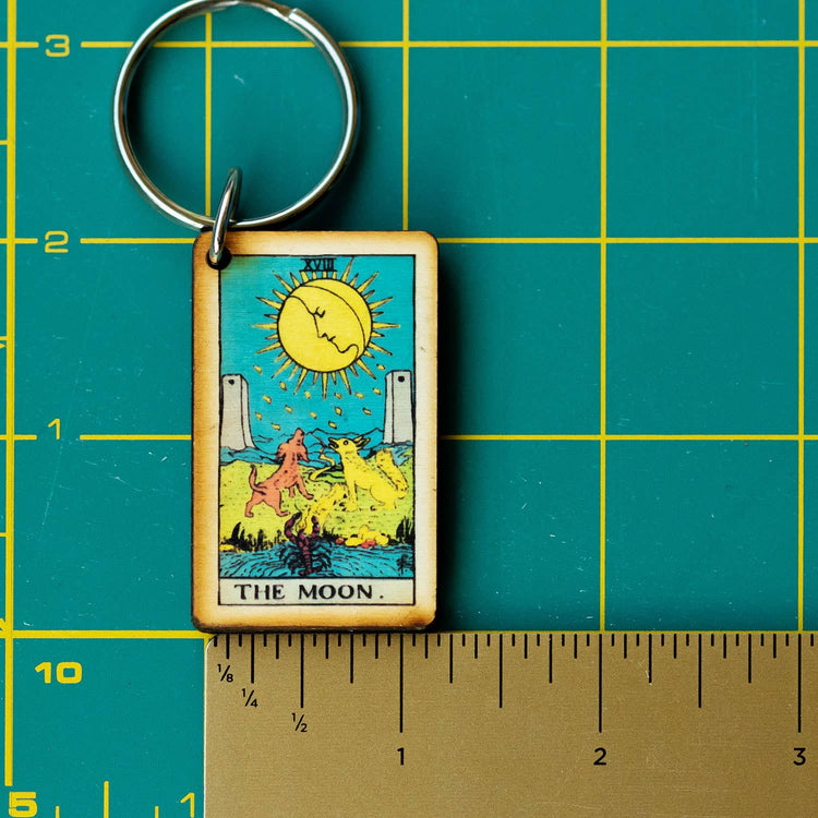 Tarot - 18 - The Moon Full Color Wooden Keychain