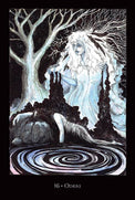 Odras tarot card: ethereal woman by mystical tree, swirling water, spiritual artwork for metaphysical practice