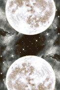 Two luminous full moons glowing in a starry night sky, perfect for spiritual and metaphysical themes.