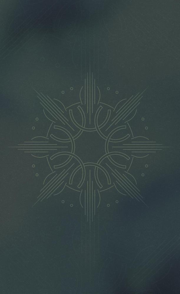 Mystical geometric symbol with radiant lines on dark teal background, evoking spiritual energy and sacred geometry