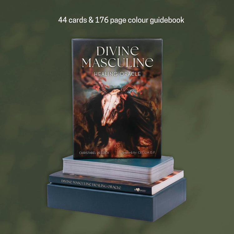 Divine Masculine Healing Oracle deck with 44 cards and 176-page guidebook, spiritual tarot for metaphysical practice