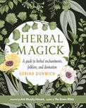 Herbal Magick book cover with botanical illustrations and mystical plant guide theme