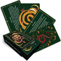 Protection Spells tarot deck with snake and floral artwork on dark green cards