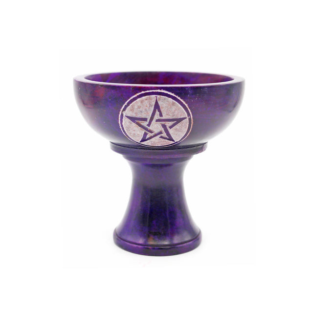 Purple pentacle chalice for spiritual rituals and altar decor