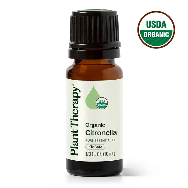 USDA Organic Citronella essential oil, pure and kid-safe, for aromatherapy and spiritual wellness