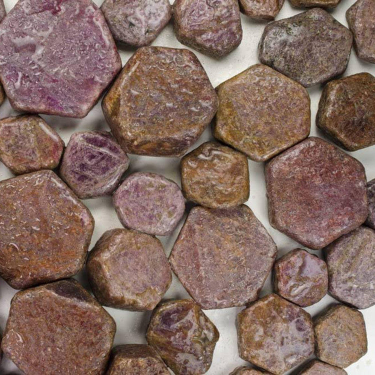 Raw ruby hexagonal crystals for crystal healing and metaphysical use