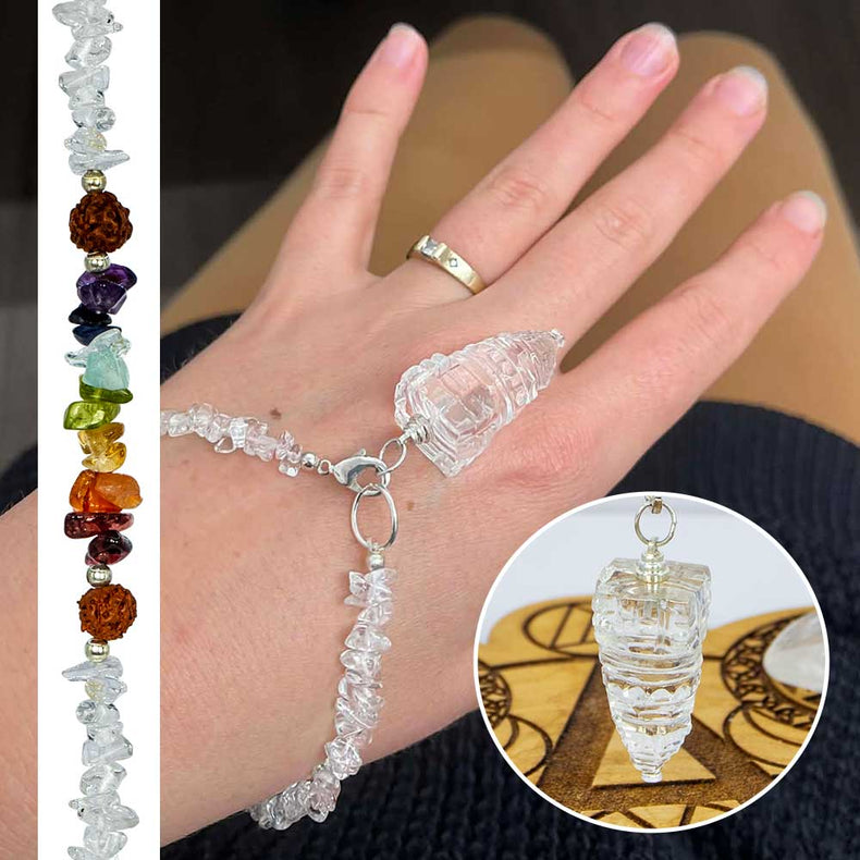 Gemstone Pendulum w/ Chakra Chip & Rudraksha Seed Chain: Chakra Chip & Rudraksha Seed Chain