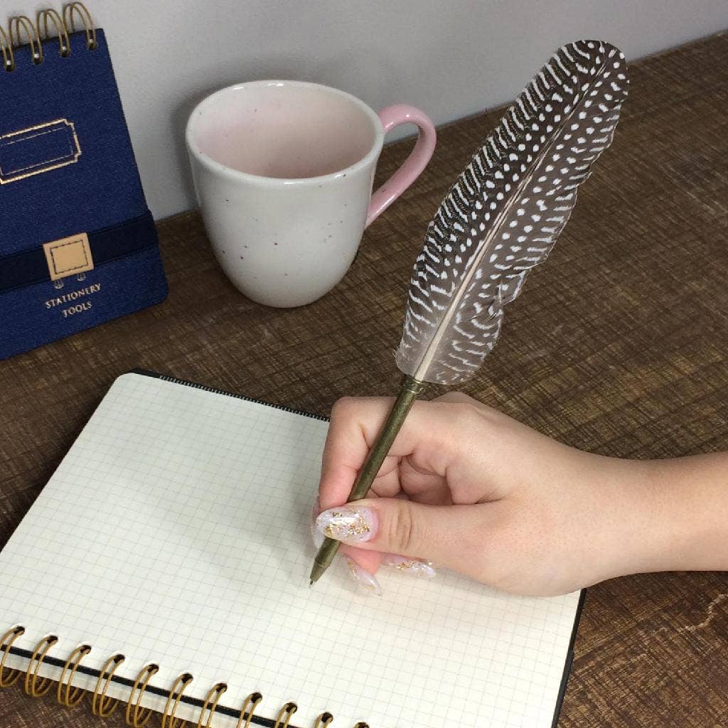 Quill Ballpoint Pen & Stand: Stripe Orange
