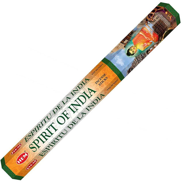 Spirit of India incense sticks box with spiritual artwork and bilingual text