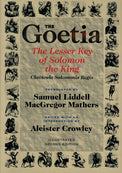 Cover of The Goetia book featuring occult illustrations and esoteric symbols