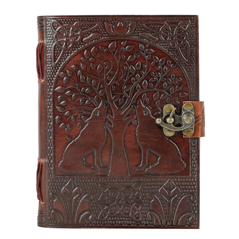 Tree of Life with Wolves Vintage Book of Shadows Handmade Leather Journal Diary leather Bound 7X5 Inches