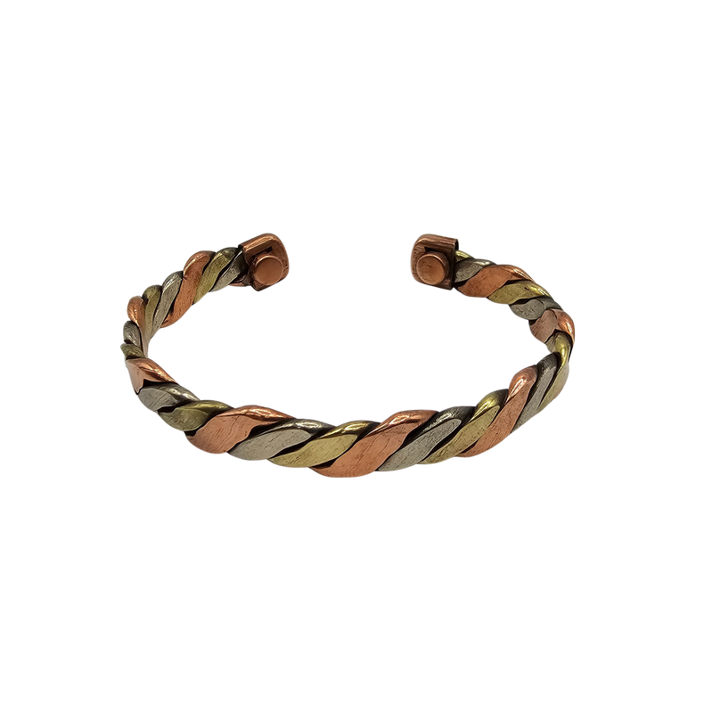 Pure Copper Cuff Bracelets: 3-Tone Twisted | 566B
