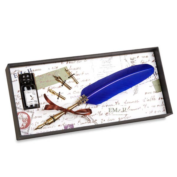 Brass Feather Nib Pen Set: Burgundy