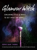 Glamour Witch book cover with a makeup brush and colorful powder, mystical beauty, metaphysical book