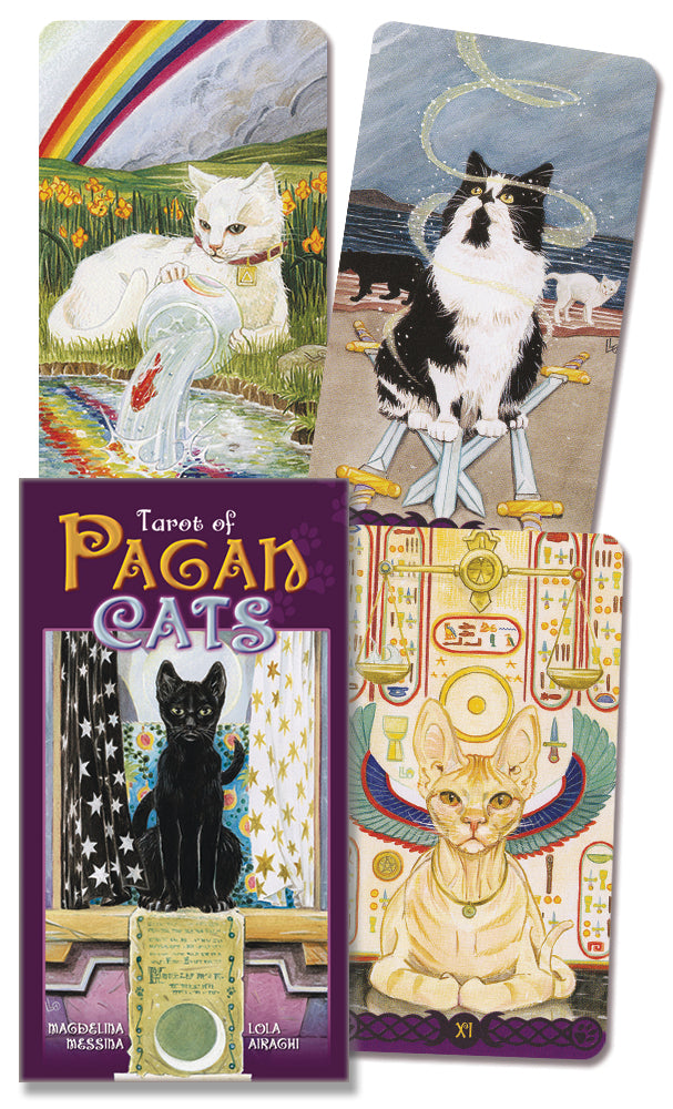 Tarot of Pagan Cats deck with mystical feline cards, tarot imagery, and spiritual cat art for metaphysical practice